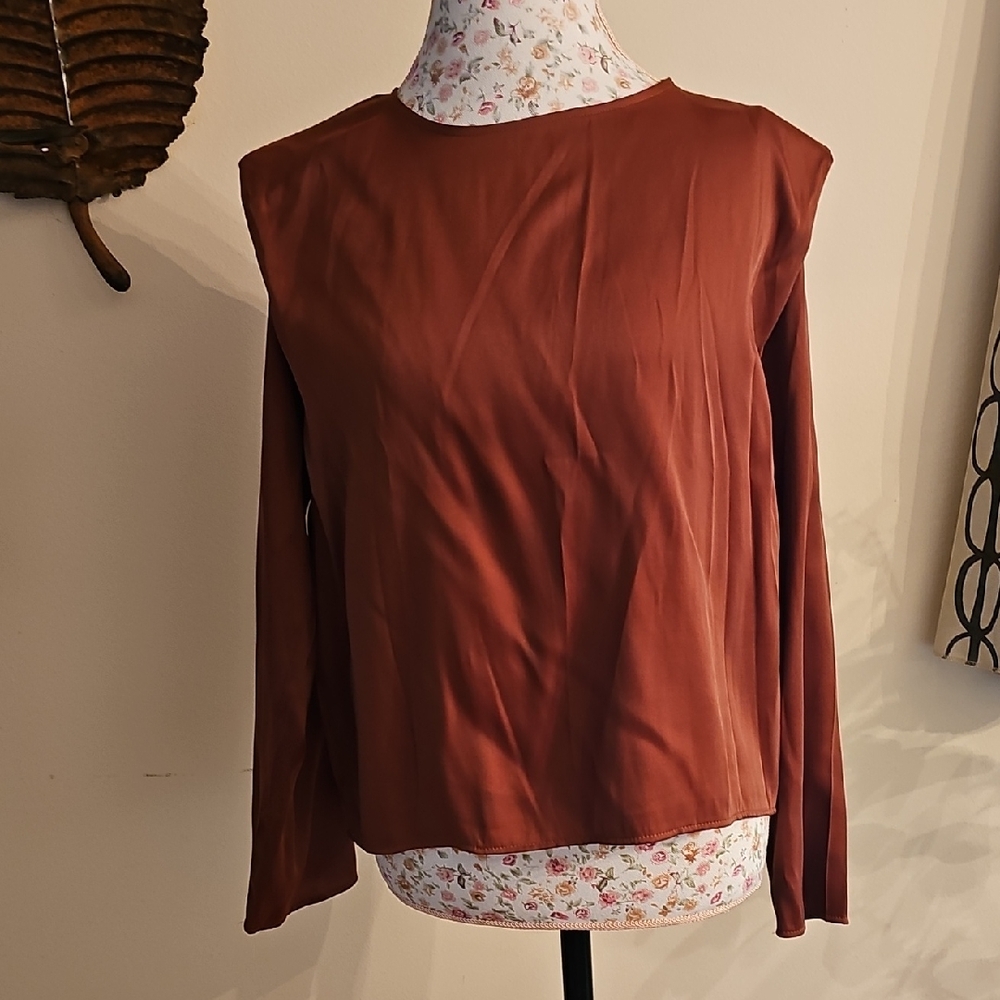 Mango Terracotta Long Sleeve Blouse. Size M